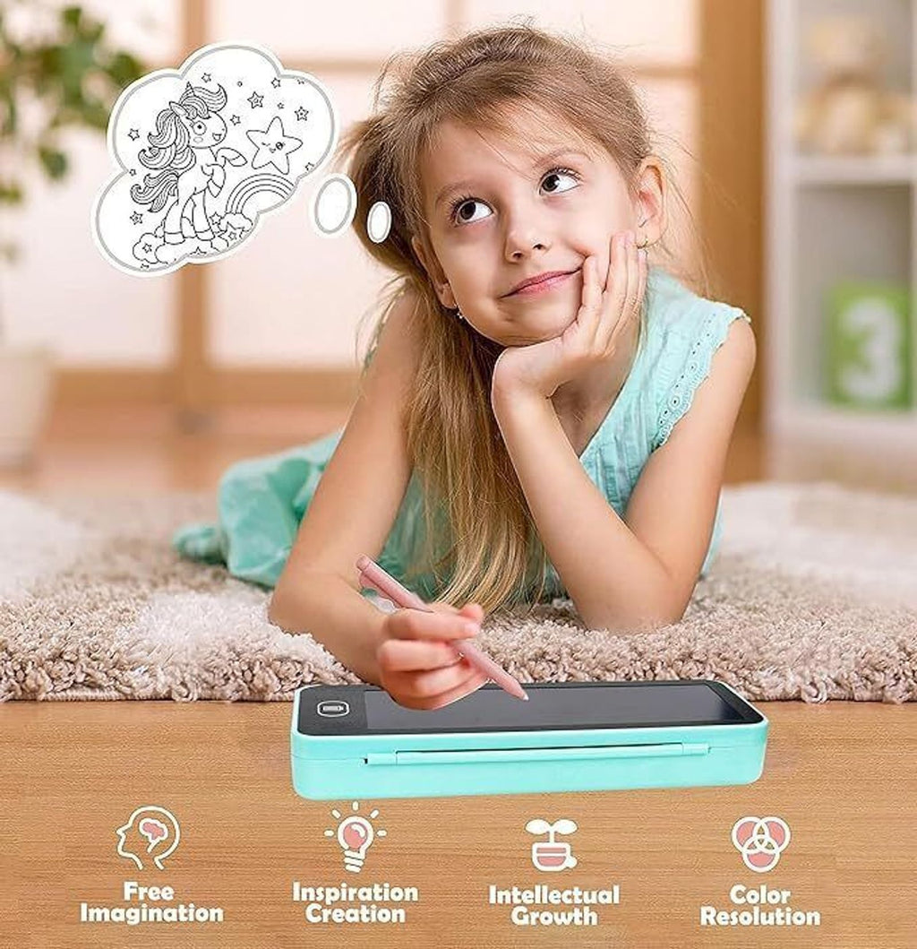 KRISHEET 2 in 1 LCD Digital Slate for Kids, E-Note Pad, Pencil Box for Kids Compass (Multicolor)