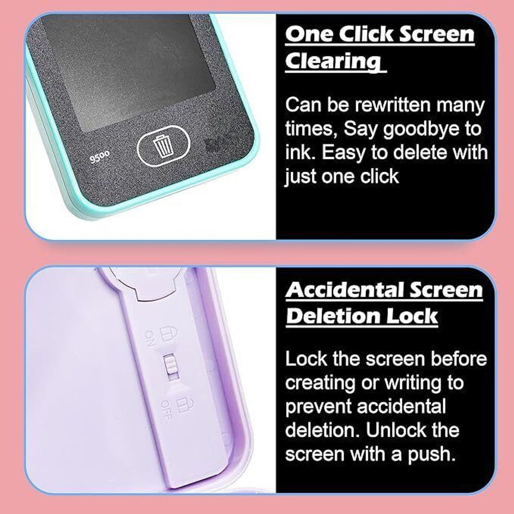 KRISHEET 2 in 1 LCD Digital Slate for Kids, E-Note Pad, Pencil Box for Kids Compass (Multicolor)