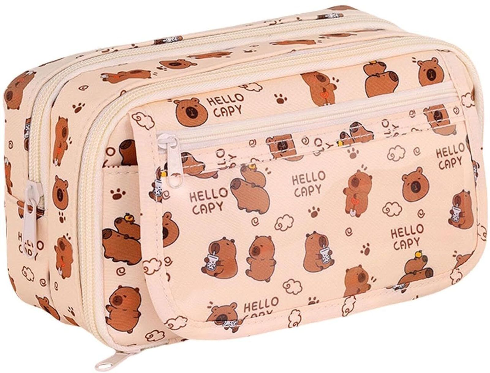 KRISHEET Pencil Case Pencil Pouch Makeup Bags & Cases for College Student Printed, PANDA Art Canvas Pencil Box (Set of 1, Orange)