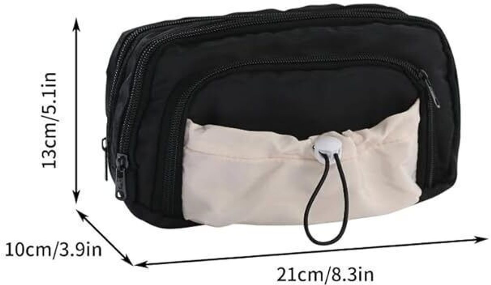 KRISHEET Pencil Pouch for Girls – Multiple Compartment Zipper Pouch Drawstring Pocket Nature Art Canvas Pencil Box (Set of 1, Black)