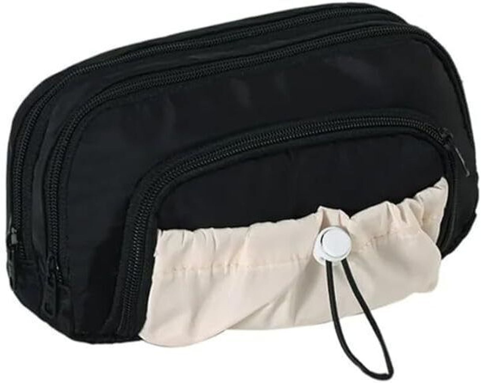 KRISHEET Pencil Pouch for Girls – Multiple Compartment Zipper Pouch Drawstring Pocket Nature Art Canvas Pencil Box (Set of 1, Black)