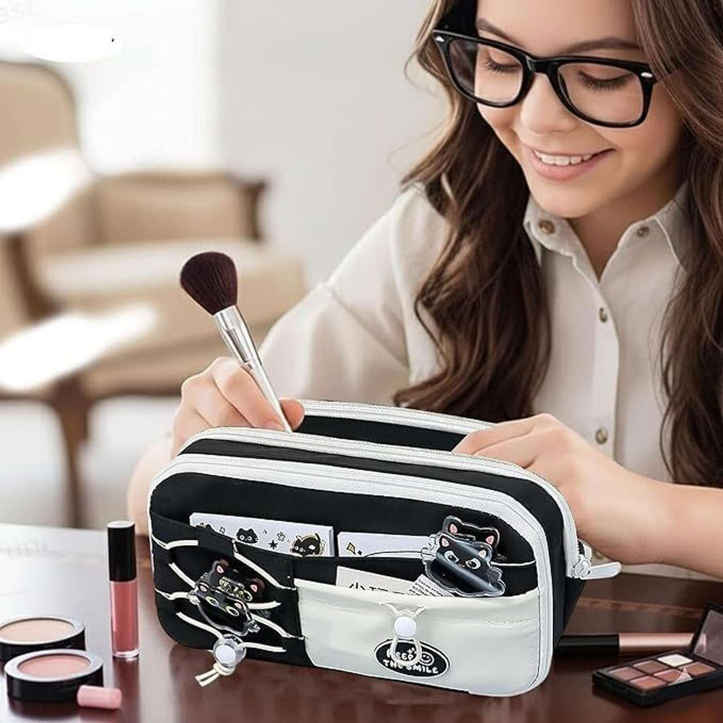 KRISHEET Pencil pouch have a nice day(Black) Geometry Box (Black)