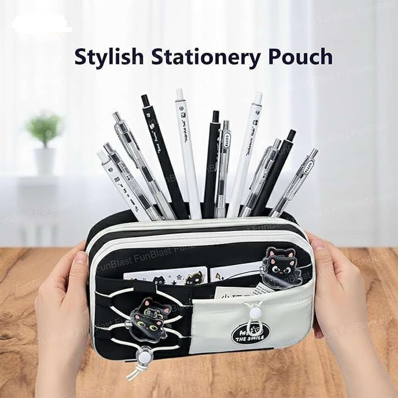 KRISHEET Pencil pouch have a nice day(Black) Geometry Box (Black)