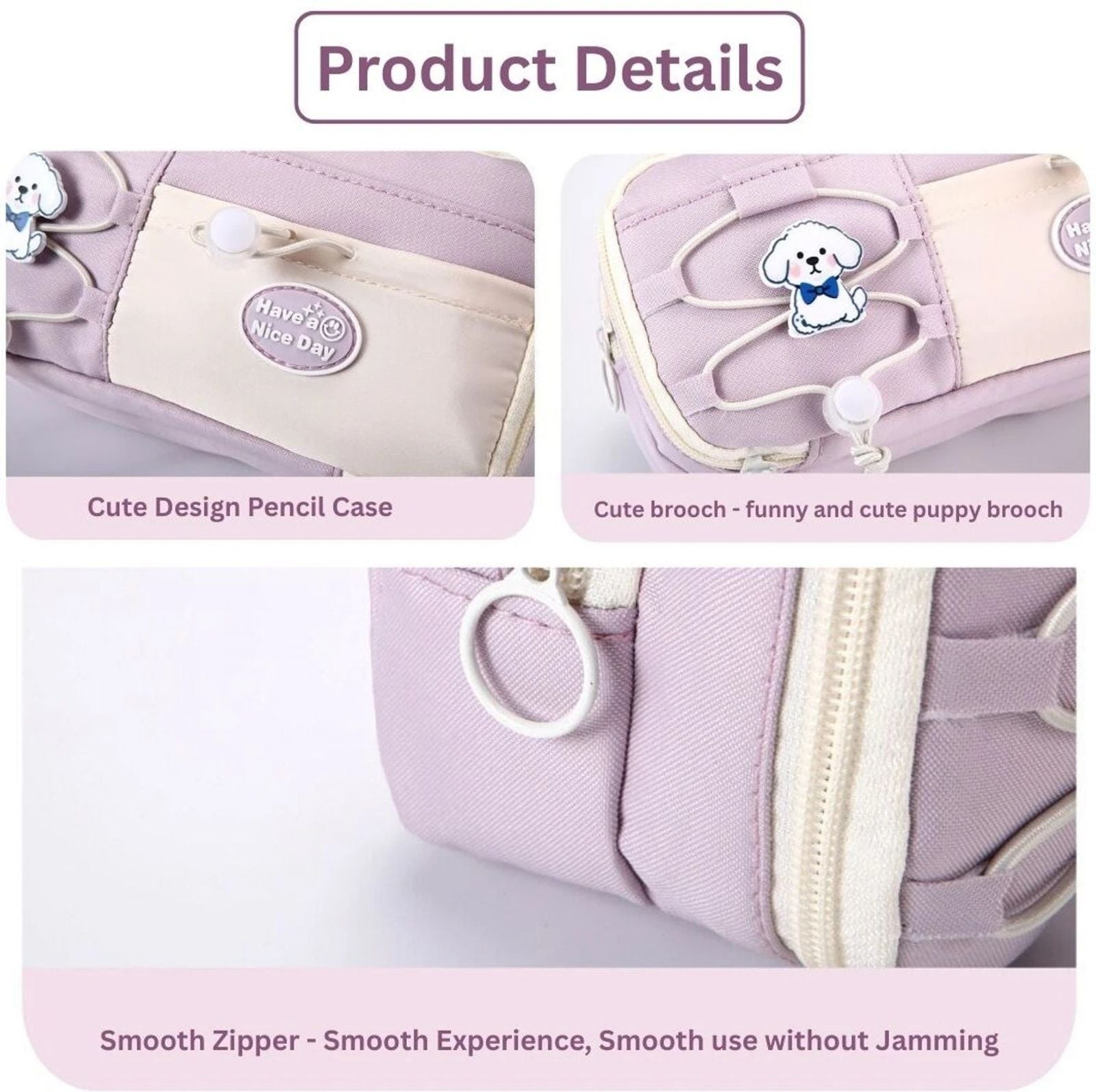 KRISHEET Purple Large Capacity Multi Pocket Pencil Pouch for School College Office Geometry Box (Purple)
