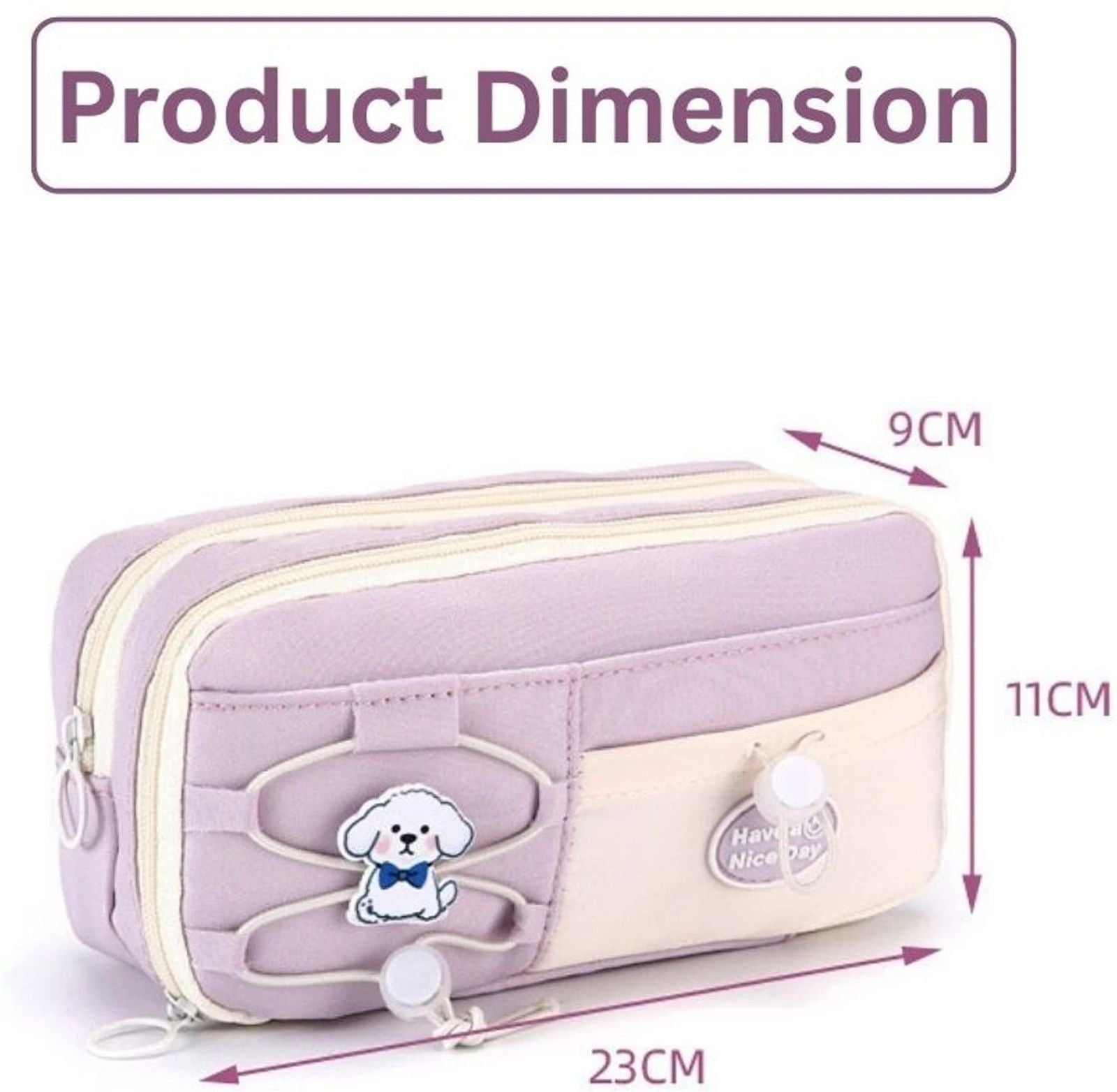 KRISHEET Purple Large Capacity Multi Pocket Pencil Pouch for School College Office Geometry Box (Purple)